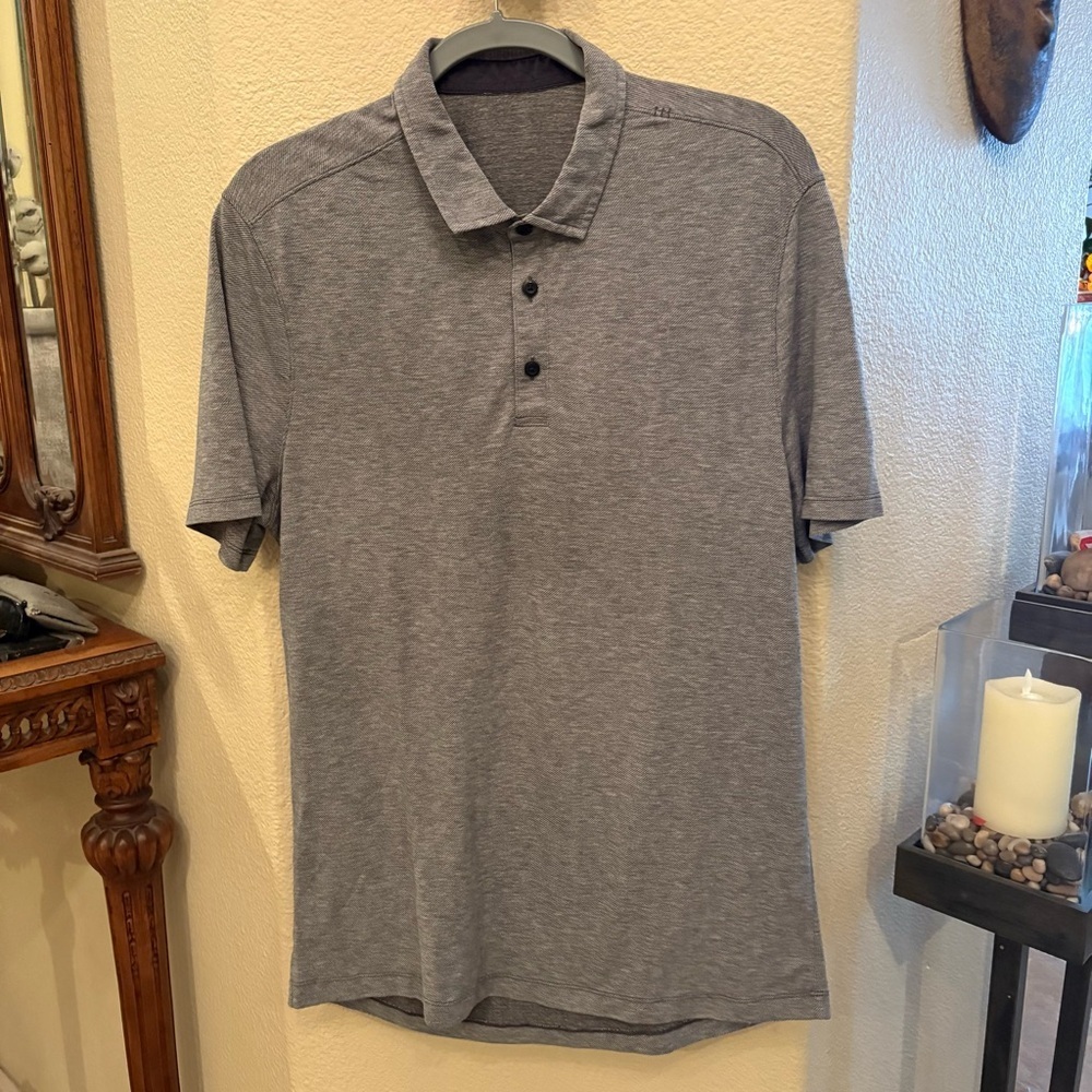 LULULEMON Men Gray Polo Short Sleeve Shirt Size Medium
